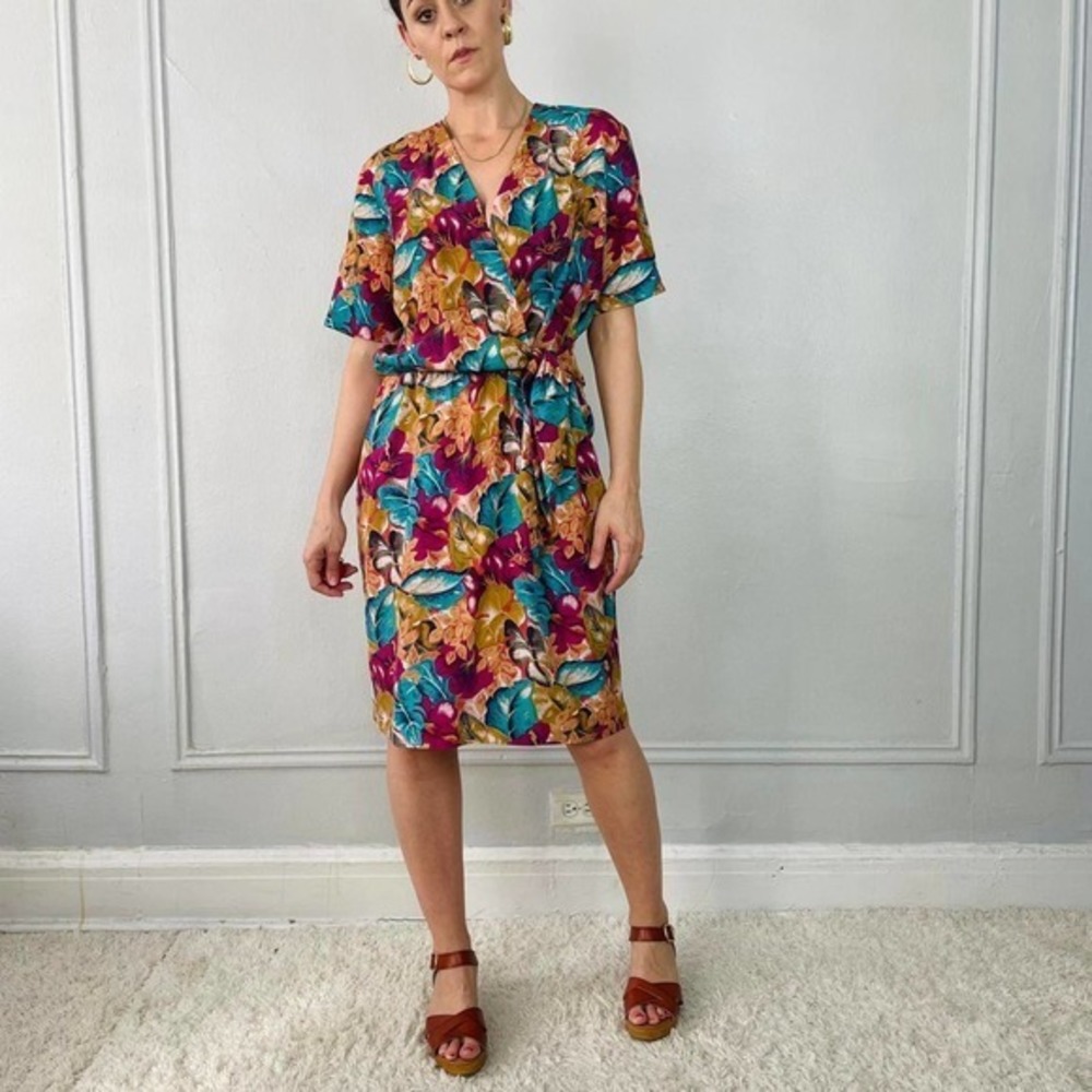 Vintage 80s silk‎ dress